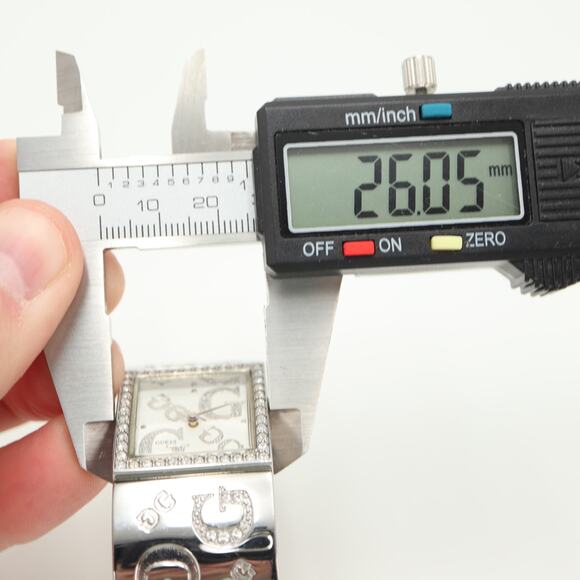 Guess Silver Tone Square Glitter Jewel 26mm Watch Stainless Steel w New Battery - Picture 2 of 11